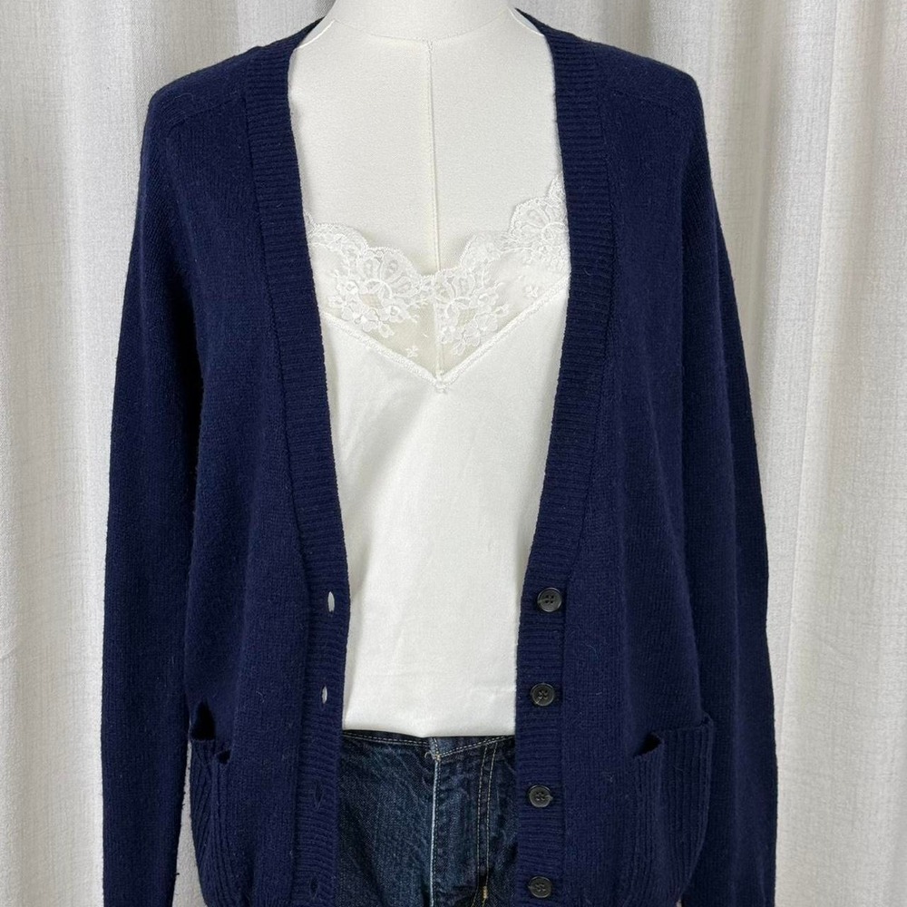 BDG Navy Blue Button Front Cardigan Sweater with Pockets Womens Size Medium